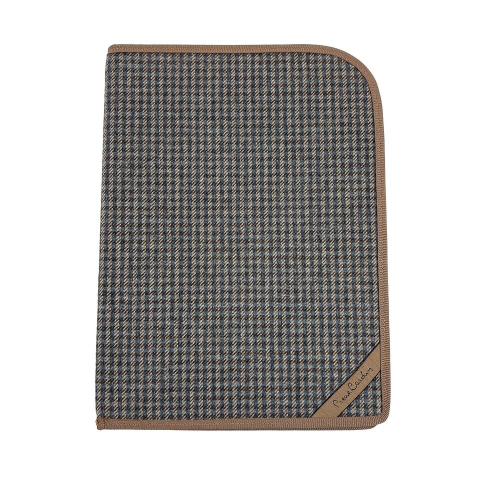 Pierre Cardin VTG Padfolio Notepad Folio Made Italy Houndstooth Brown 9.5"x13"